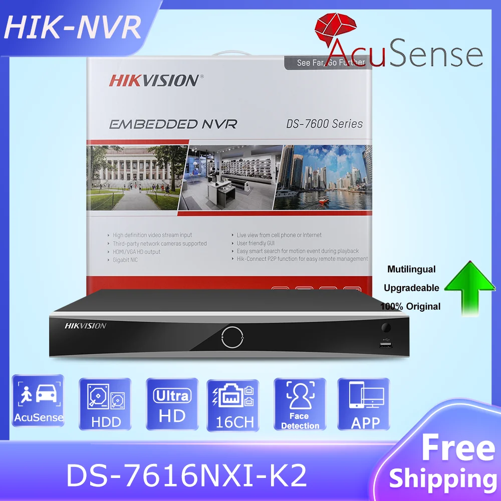 

Original HIK 16CH AcuSense 4K NVR DS-7616NXI-K2 H265+ Storage and Playback CCTV Network Video Recorder for IP Camera Hik-connect