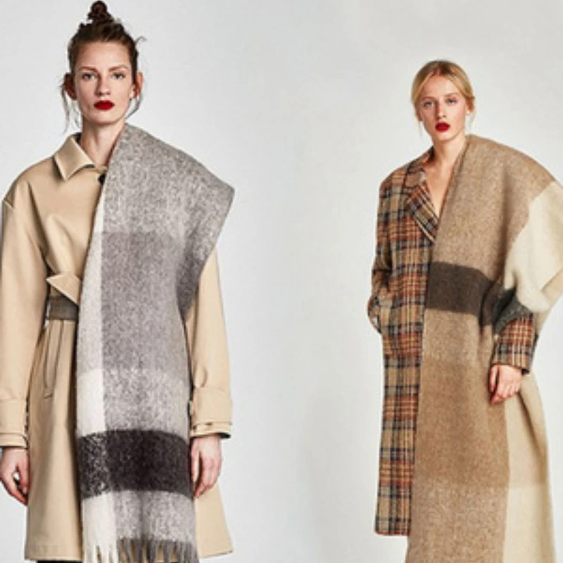 

2022 роскошный брендовый кашемировый женский клетчатый шарф зимняя женская бандана из пашмины Длинная кисточка женский платок толстое одеял...