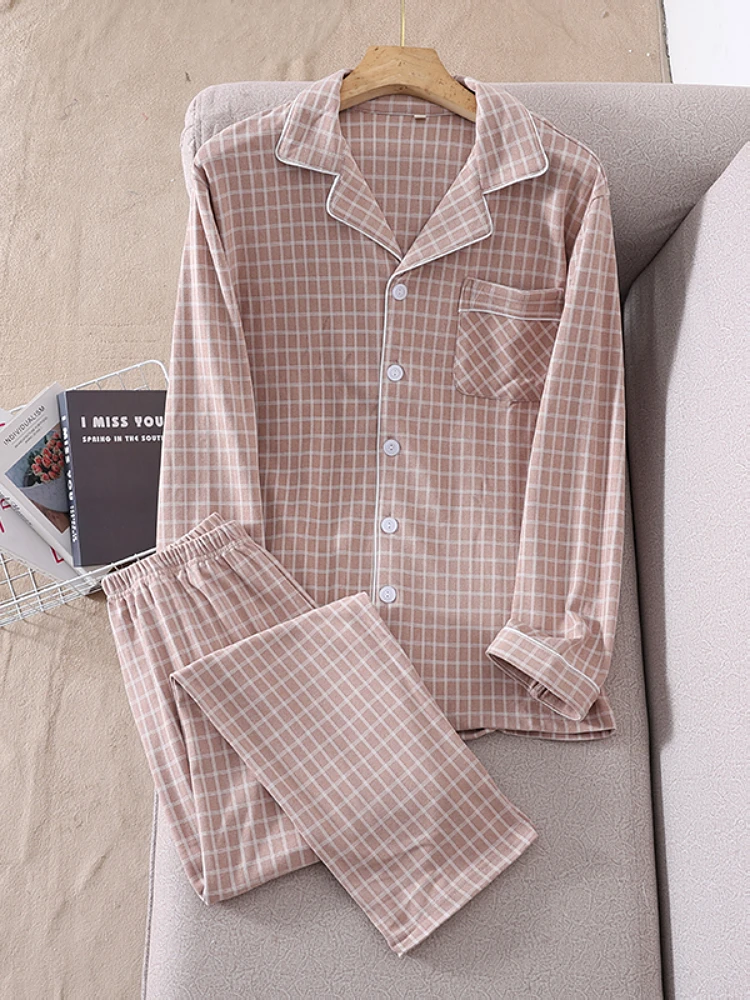 Тонкие бархатные пижамы мужские весенне-осенние новые теплые Dralon на флисовой