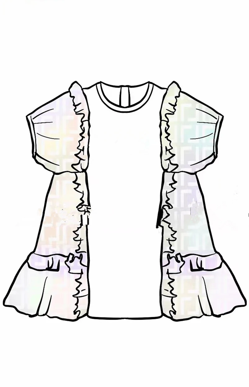 

Детская одежда, весенне-летнее Новое Стильное темпераментное кружевное лоскутное платье принцессы с коротким рукавом и принтом букв для де...