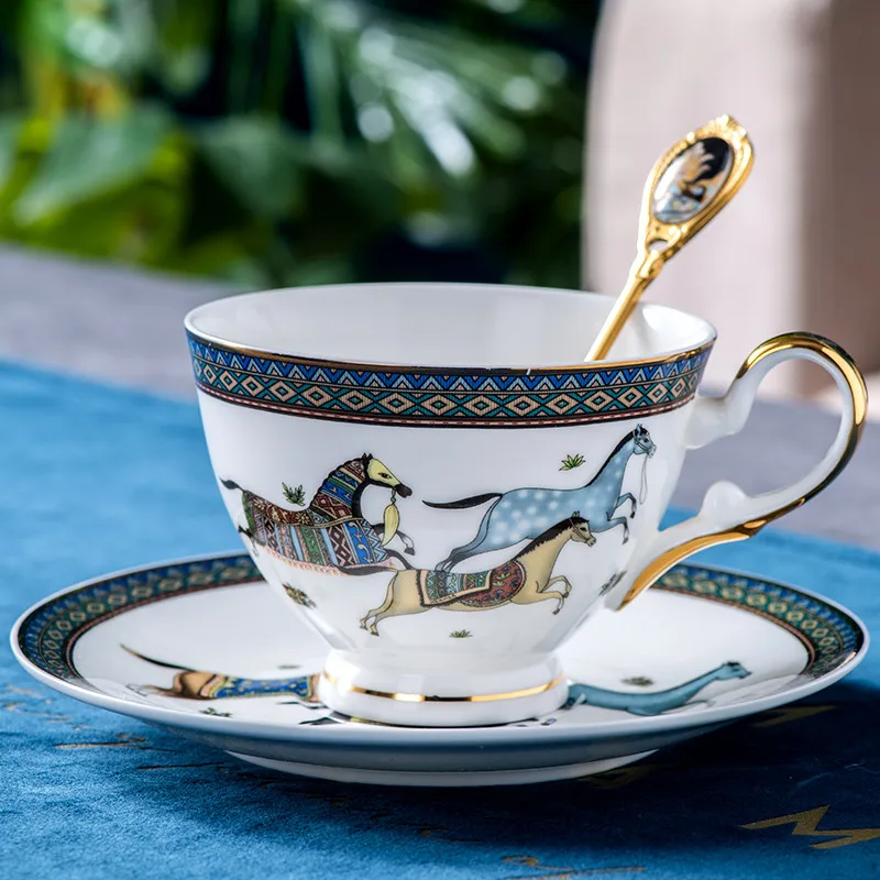 Ceramic & Porcelain Coffee Cups & Saucers Tea Mugs Kitchen Dinnerware Wedding Gifts Presents Drinking Utensils War Horse 200ML