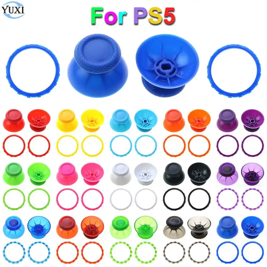 

YuXi 2pcs 3D Analog Joystick Thumb Stick Grip Cap for PS5 Controller Thumbsticks Cover With Accent Rings