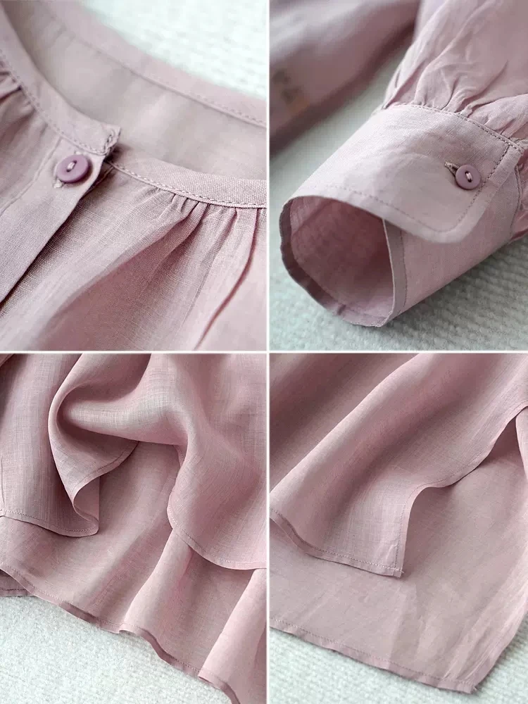 Женская рубашка/блузка из рами простая ультрасвободная Удобная тонкая блузка с