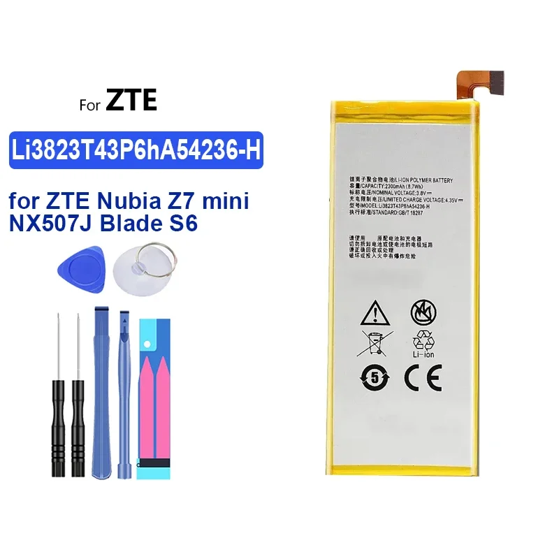 Новый 2380 мАч Li3823t43p6ha54236-H для ZTE Nubia Z7 Mini Z7mini NX507J Blade S6 5 0 дюймов G717C G718C аккумулятор +