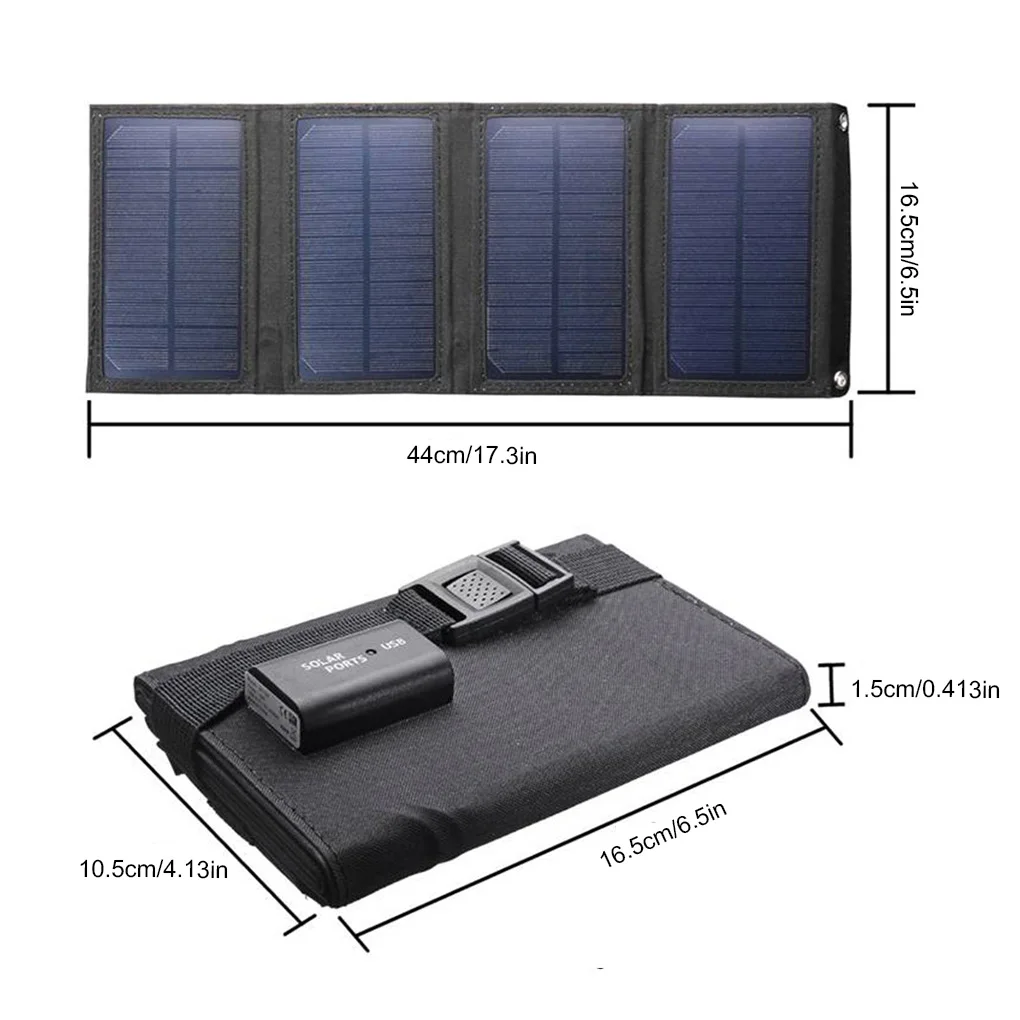 usb output solar panels 20w 5v outdoor foldable portable emergency phone charger backpacking charging plate black free global shipping