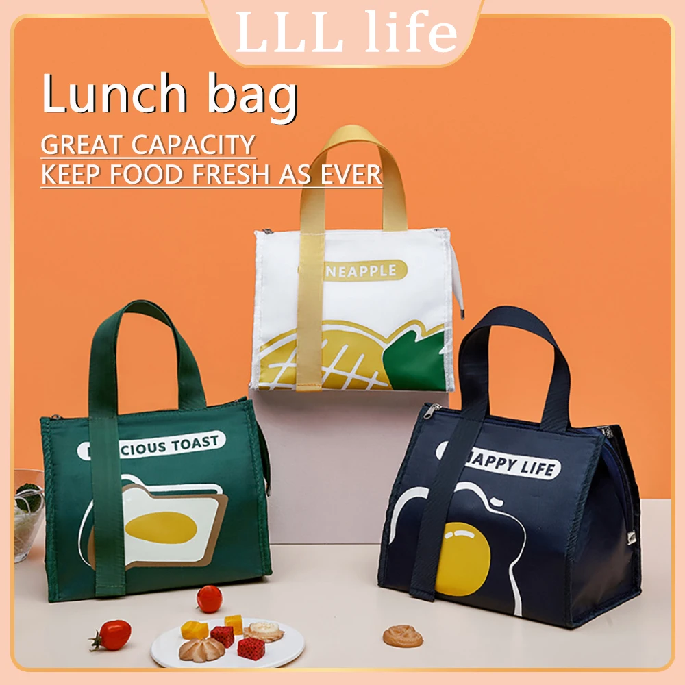 

Portable Lunch Bag Lunch Box Thermal Insulated Tote Pouch Kids School Bento Bag Dinner Container Bag Picnic Food Storage Bag