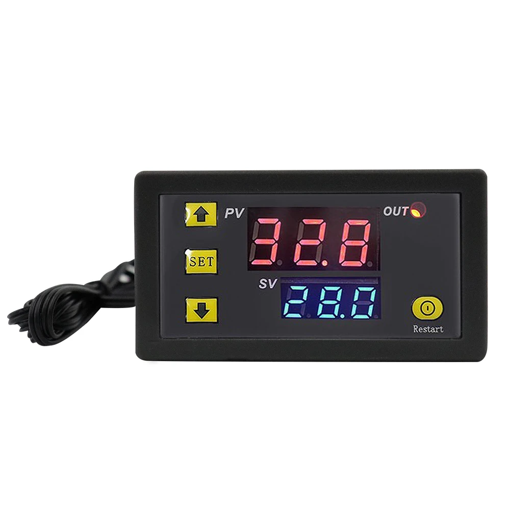 

W3230 12V 24V AC110-220V Probe Line 20A Digital Temperature Microcomputer LED Display Thermostat with Hot/Cold Control Meter