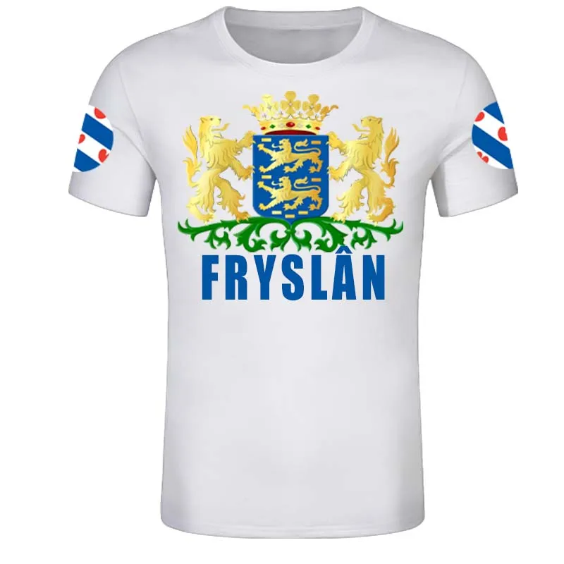 

Friesland Free Custom Netherlands Province Flag Frisia Arms T Shirts Emblem Tee Dutch Shirts DIY States City Name Number T Shirt