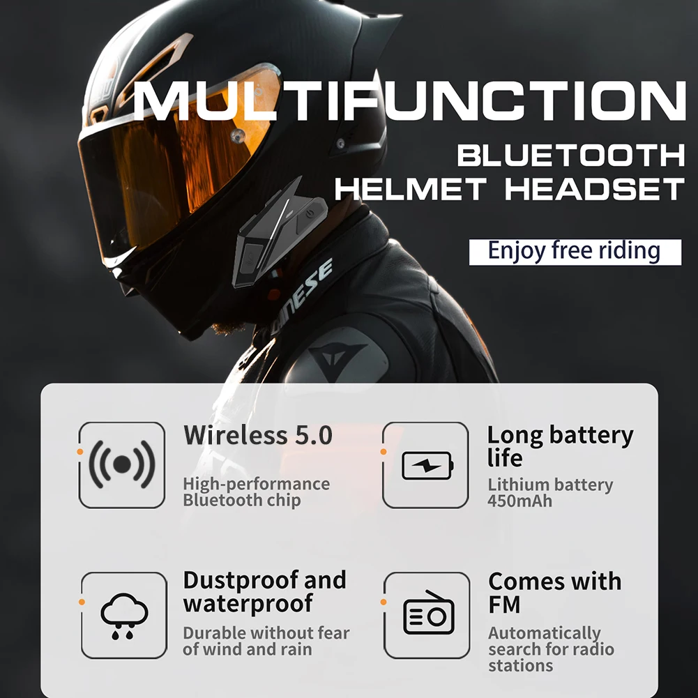 Гарнитура ALLOYSEED для мотоциклетного шлема с поддержкой Bluetooth V4 V6 беспроводное