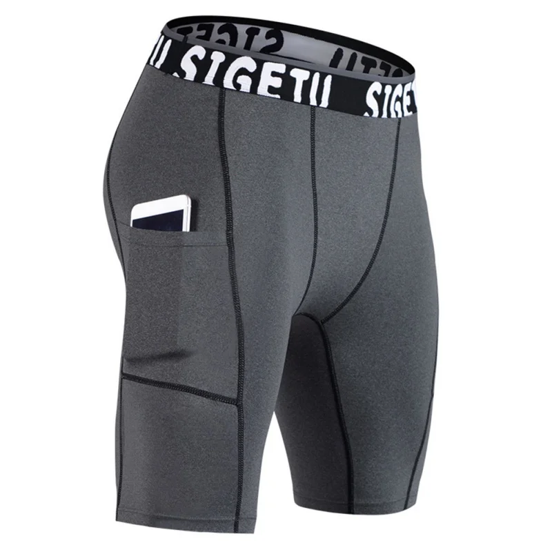 

Men's Sports Shorts High Elasticity Running Fitness Shorts Leggings with Pockets Quick Dry Breathable WorkOut Men Tights