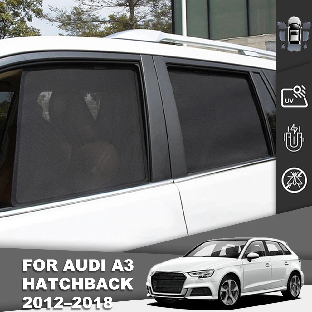 Фото Для Audi A3 8V Sportback 2012-2020: Магнитные солнцезащитные шторки для автомобиля, на лобовое стекло, задние боковые окна, сетчатые солнцезащитные шторки для детей №1
