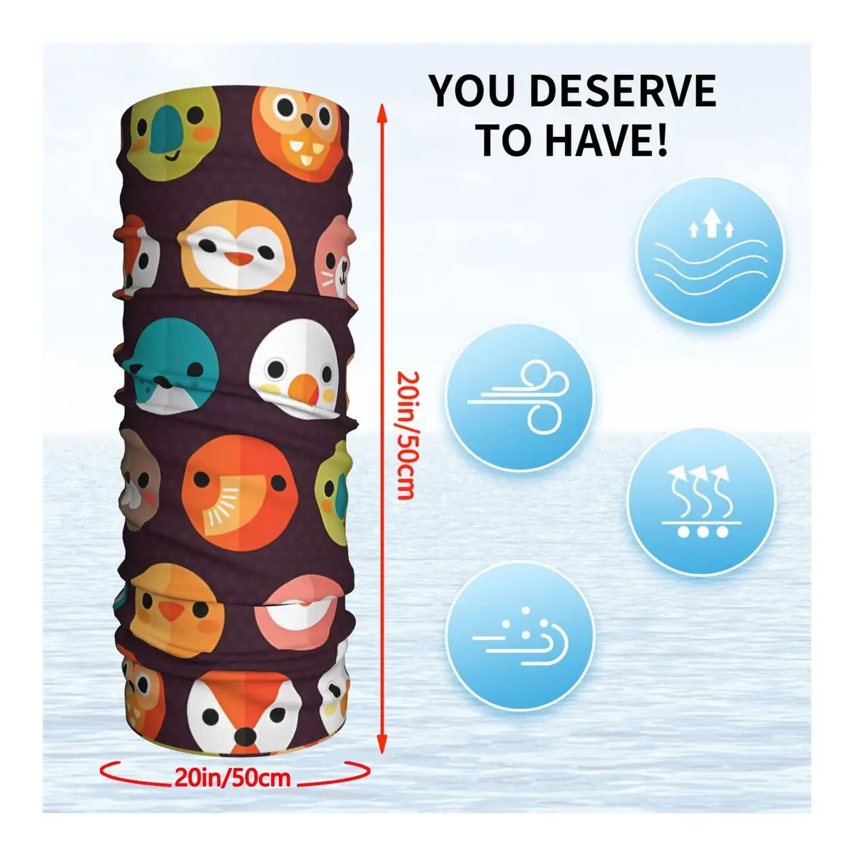 Шарф для лица с милыми животными шейный платок маска из полиэстера