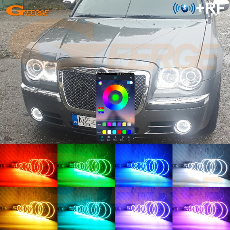 Фото Для Chrysler 300 C 300C 2004 2005 2006 2007 2008 2010 RF Remote BT App многоцветный ультра яркий 8 шт RGB комплект светодиодов «глаза ангела» №1