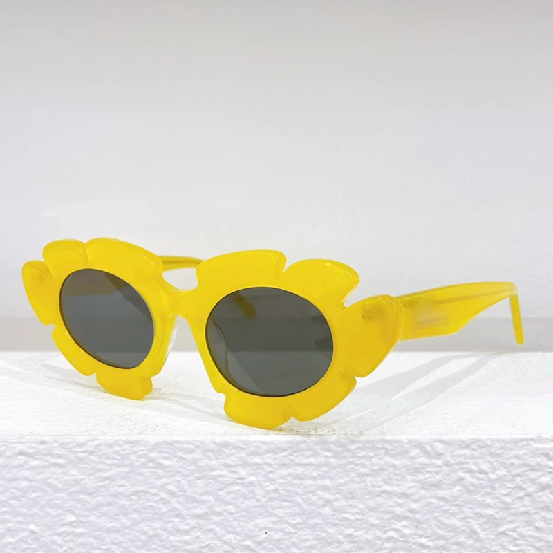 

40088U Fashion Women Flower Shape Outdoor Sunglasses Acetate High end Quality Uv400 Solar Glasse Designer Eyewear with Case