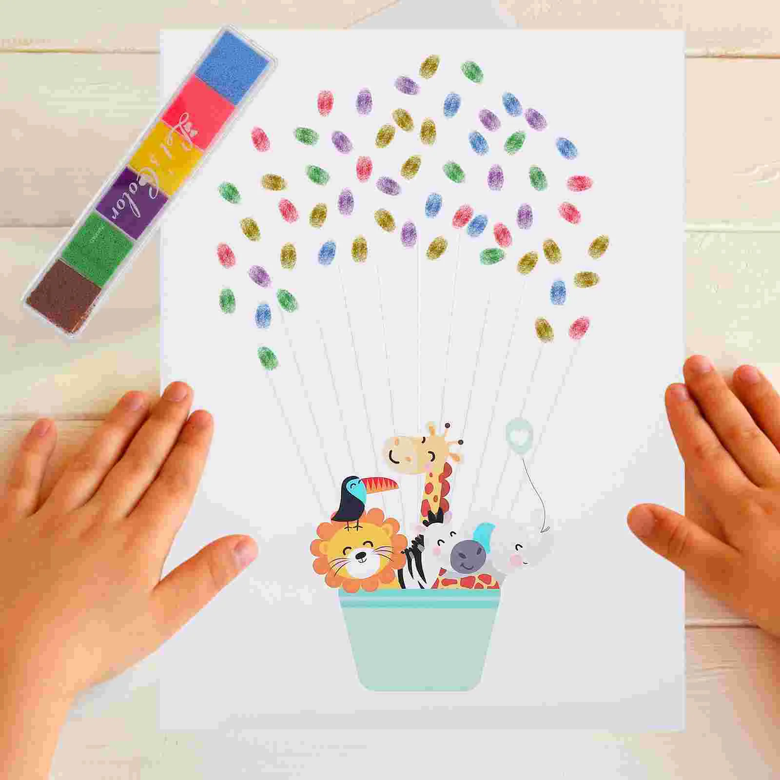 

Fingerprint Canvas with Inkpad Woodland Pattern Shower DIY Guest Book Alternative Painting Kids Birthday Party Signing 40cm*