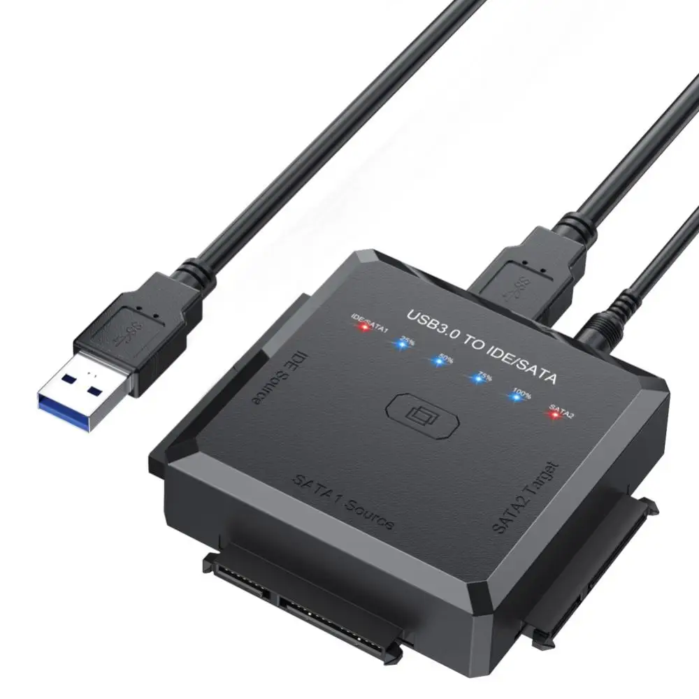 

Адаптер USB 3,0 к IDE/SATA, адаптер для резервного жесткого диска с одним нажатием, кабель-конвертер для 2,5/3,5 дюйма SATA и IDE HDD/2,5 дюйма SSD
