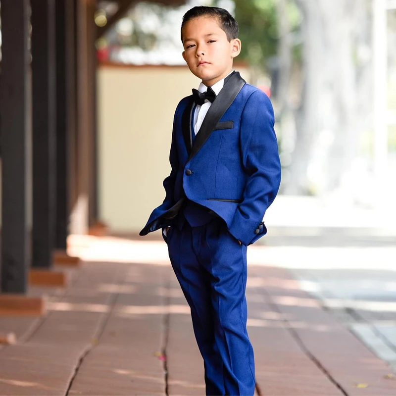 

Royal Blue 3 Piece Boys Suit Custom Made Slim Fit Kids Formal Wear Fashion Junior Wedding Child Tuxedos (Jacket+Vest+Pants)