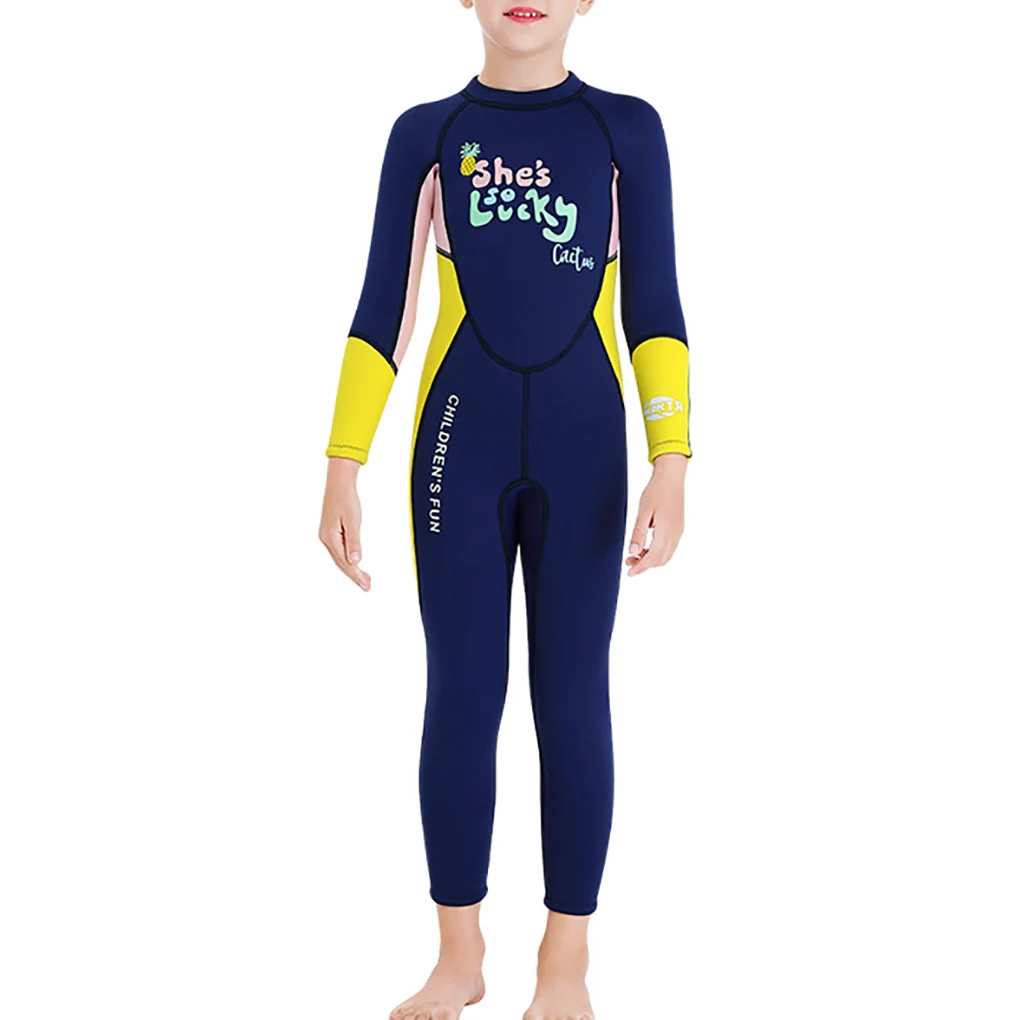 

DIVE SAIL Children Diving Suit Portable Round Neck Warm Keeping Colorful Waterproof Beach Playing Wetsuit Yellow S