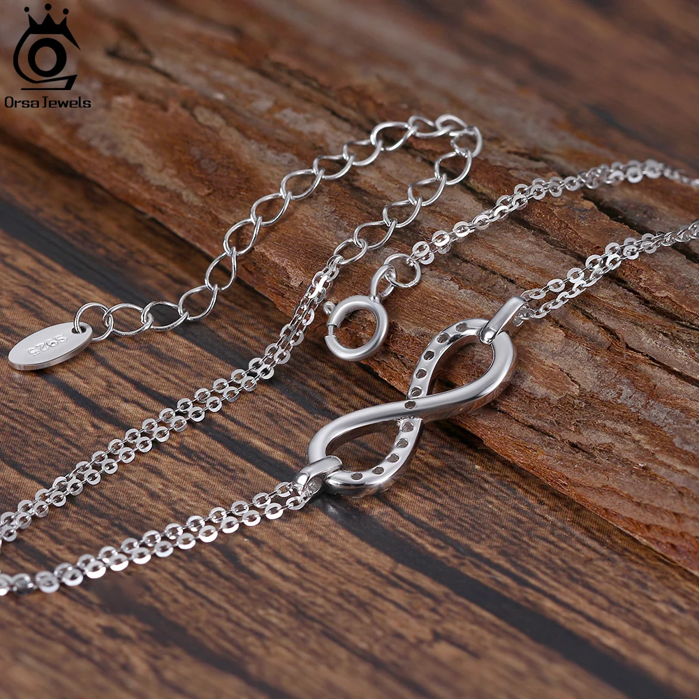 ORSA JEWELS браслет-цепочка с прозрачным фианитом Бесконечность стерлинговое серебро