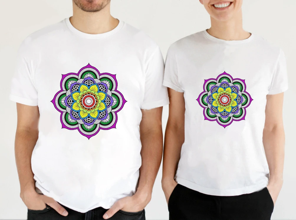 

YRYT Summer Women's Top Creative Personality Wreath Pattern Printed T-shirt White Short Sleeve Cotton Fashion Clothing