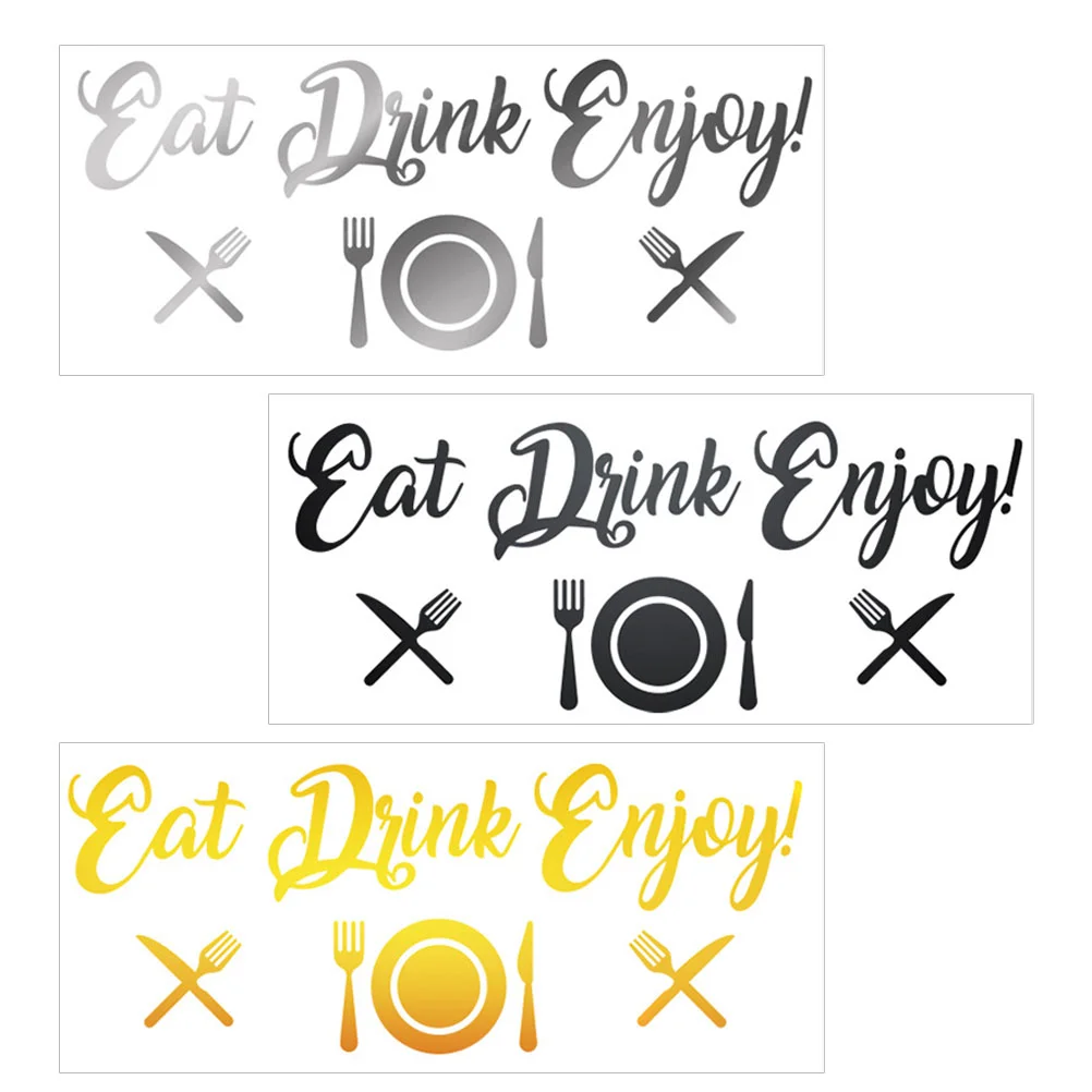 

3 Sheets of Creative English Letters Design Decal Self-adhesive Wall Sticker Bedroom Sticker