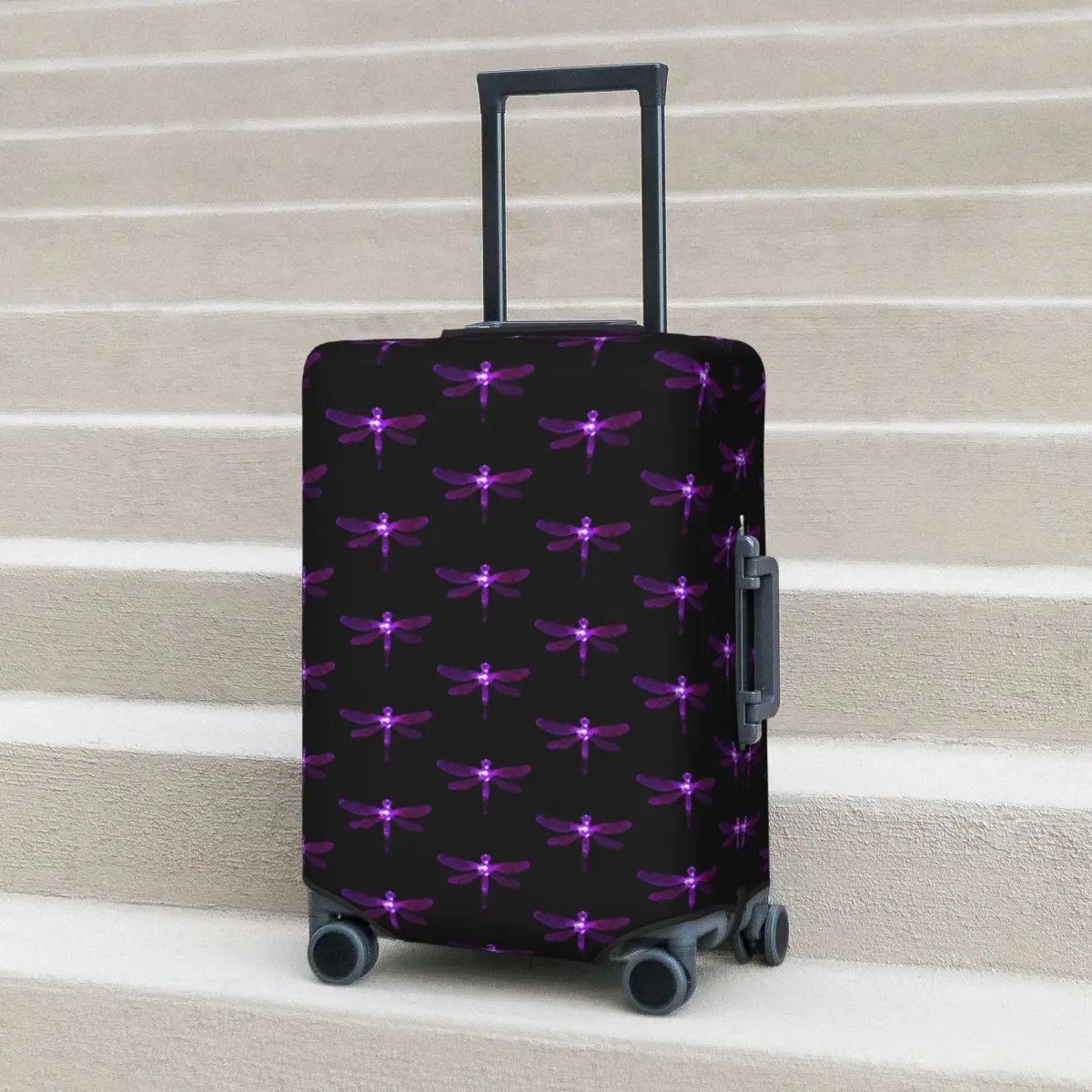 

Purple Dragonfly Suitcase Cover Cute Animal Holiday Cruise Trip Useful Luggage Accesories Protector