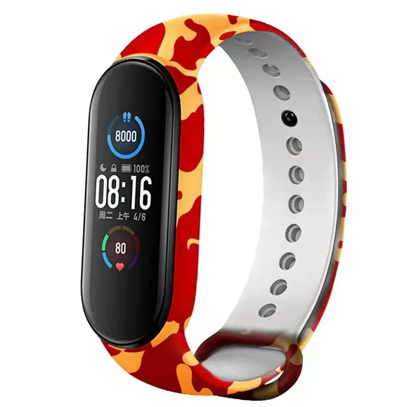 

Силиконовый браслет с принтом для Xiaomi Mi Band 7, спортивный браслет Miband 3 4, аксессуары для смарт-часов correa Mi band 5 6 4