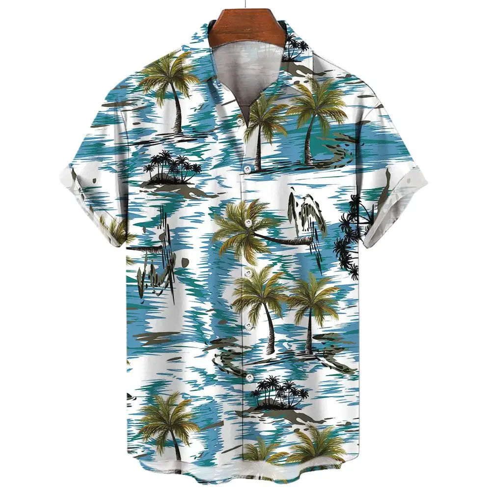 

Single Breasted Hawaiian Shirt Coconut Tree 3d Print Shirts Men's Beach Blouse Men's Vocation Lapel Shirts Cuba Camisa Turn Over