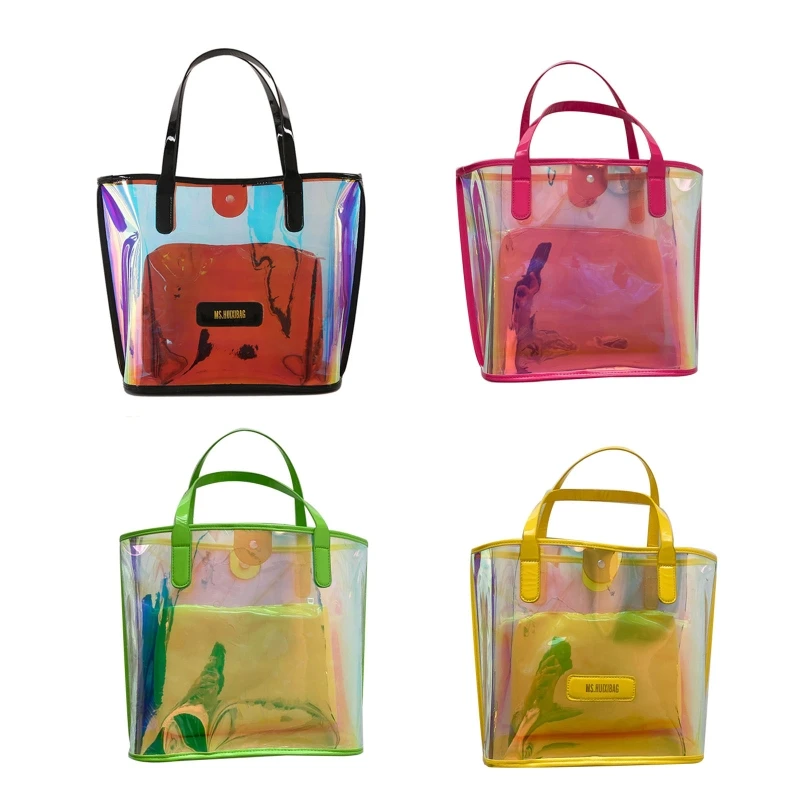 

L5YD Creative Beach Bag Transparent PVC Shoulder Bag Large Capacity Tote Bag Waterproof Handbag for Shopping Dating