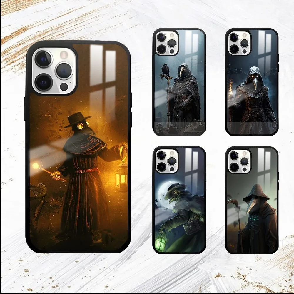 P-Plague DoctoR mask Phone Case For iPhone 16 15 14 13 12 11 Pro Max Plus Mini PC Fashion High Quality mirror phone case