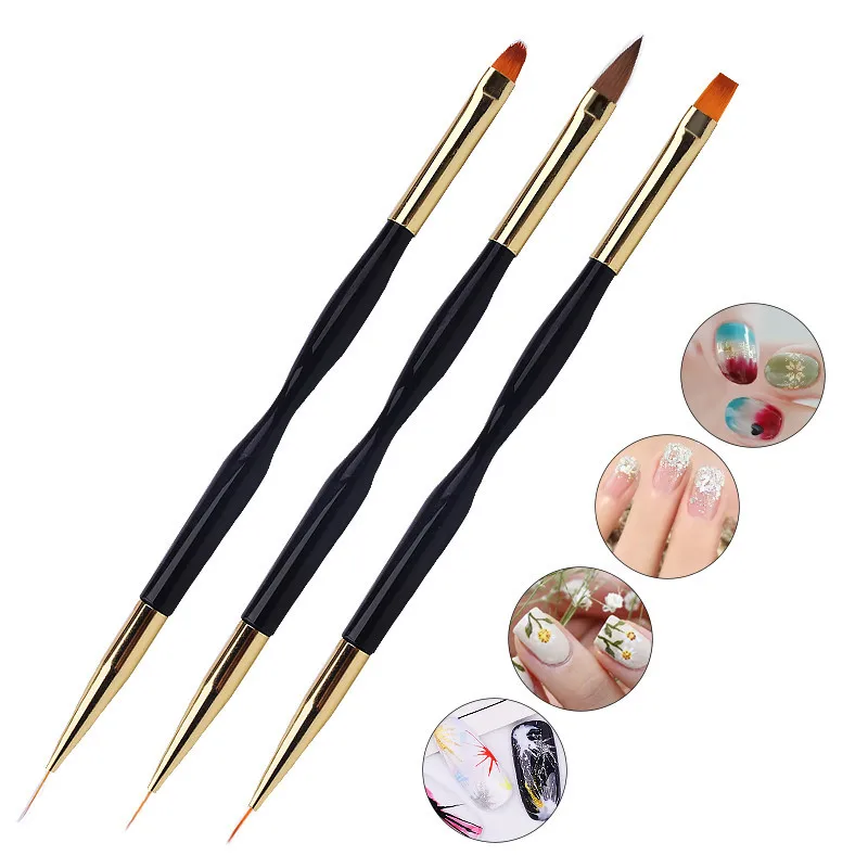 

1PC Double Head Nail Art Brush UV Gel Polish Design Dot Painting Detailing Pen Brushes Carving Drawing Hooking Pen Nail Brush