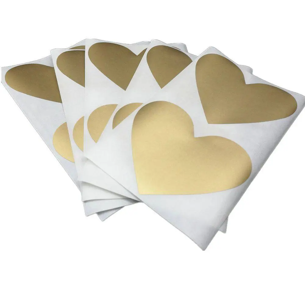 

50pcs 60x70mm Golden Heart Scratch Off Stickers Creative Message Hide Postcard