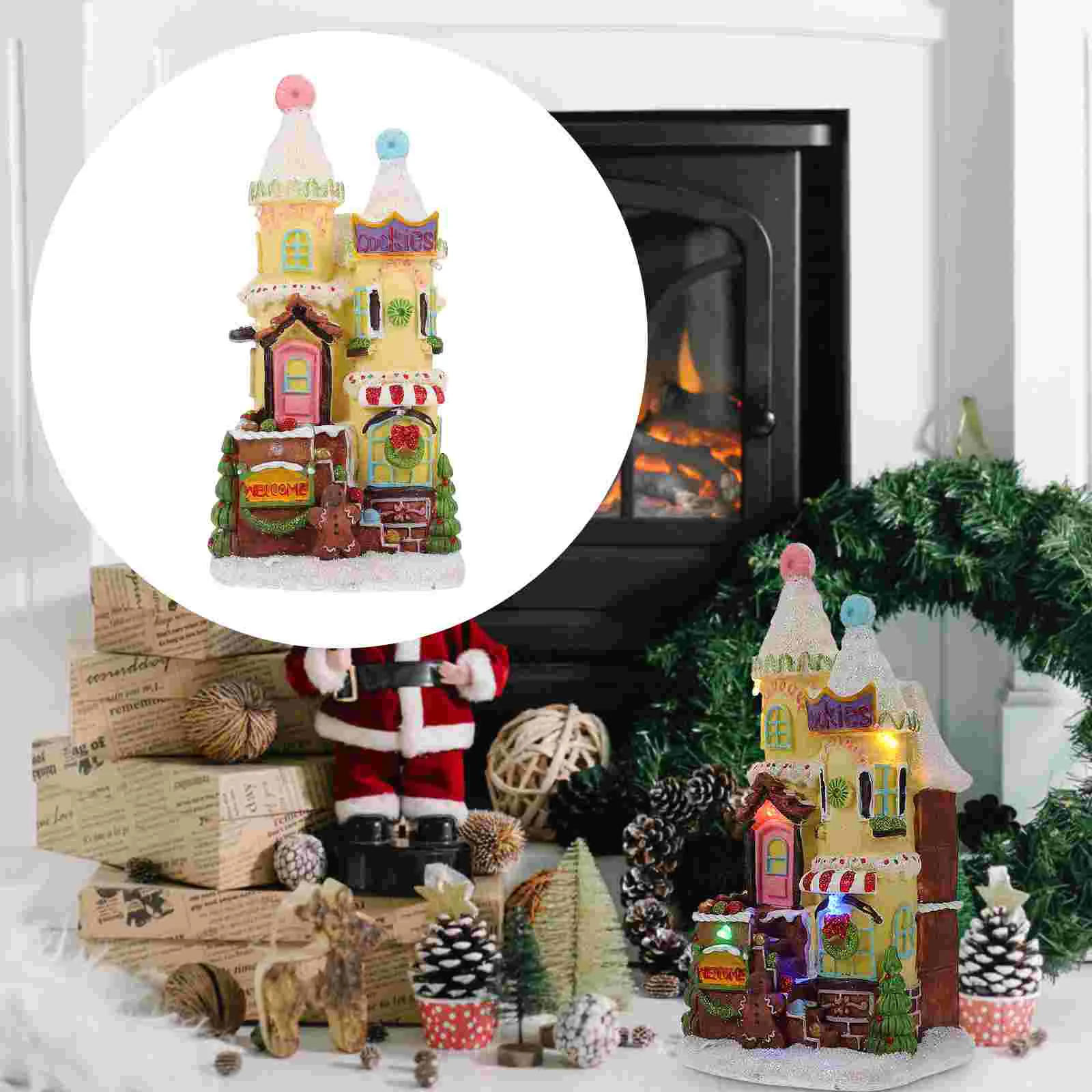 

Рождественский домик из полимерной глины, украшение, светящийся маленький домик без батареи, 1 шт.