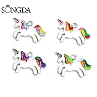 10pcs rainbow unicorn charms for diy jewelry making colorful enamel pendant bracelet earrings keychain handmade findings charm