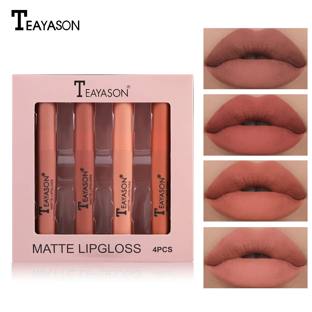 Velvet Matte Lipstick Set Lip Gloss Lip Glaze Set Box Pumpkin Color Fog Surface Is Not Easy To Stick To The Cup and Not Easy To