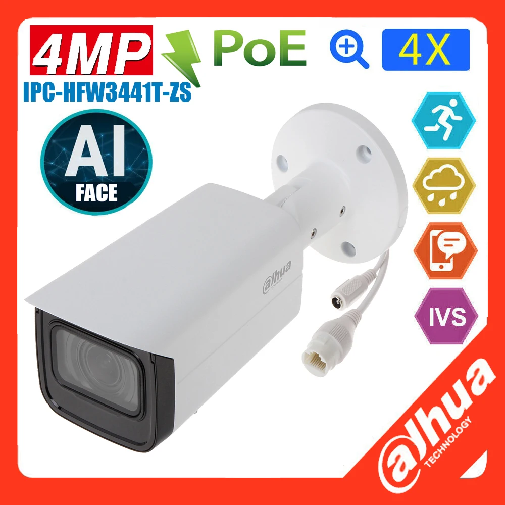 

Dahua International Version 4MP POE AI face Active Deterrence Bullet Camera IR Vari-focal Bullet WizSense Network Camera
