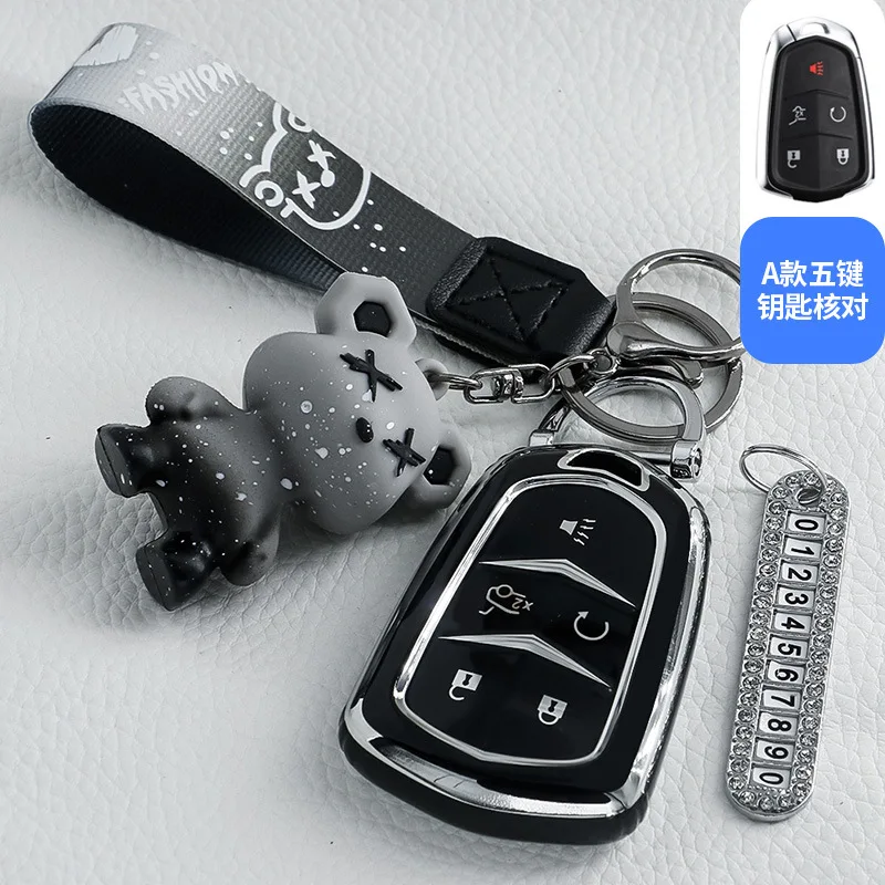 

Car Key Case Cover for Cadillac ATS XT5 CT6 CTS DTS Escalade ESV STS SRX XTS ELR 2014-2018 Keychain Accessories