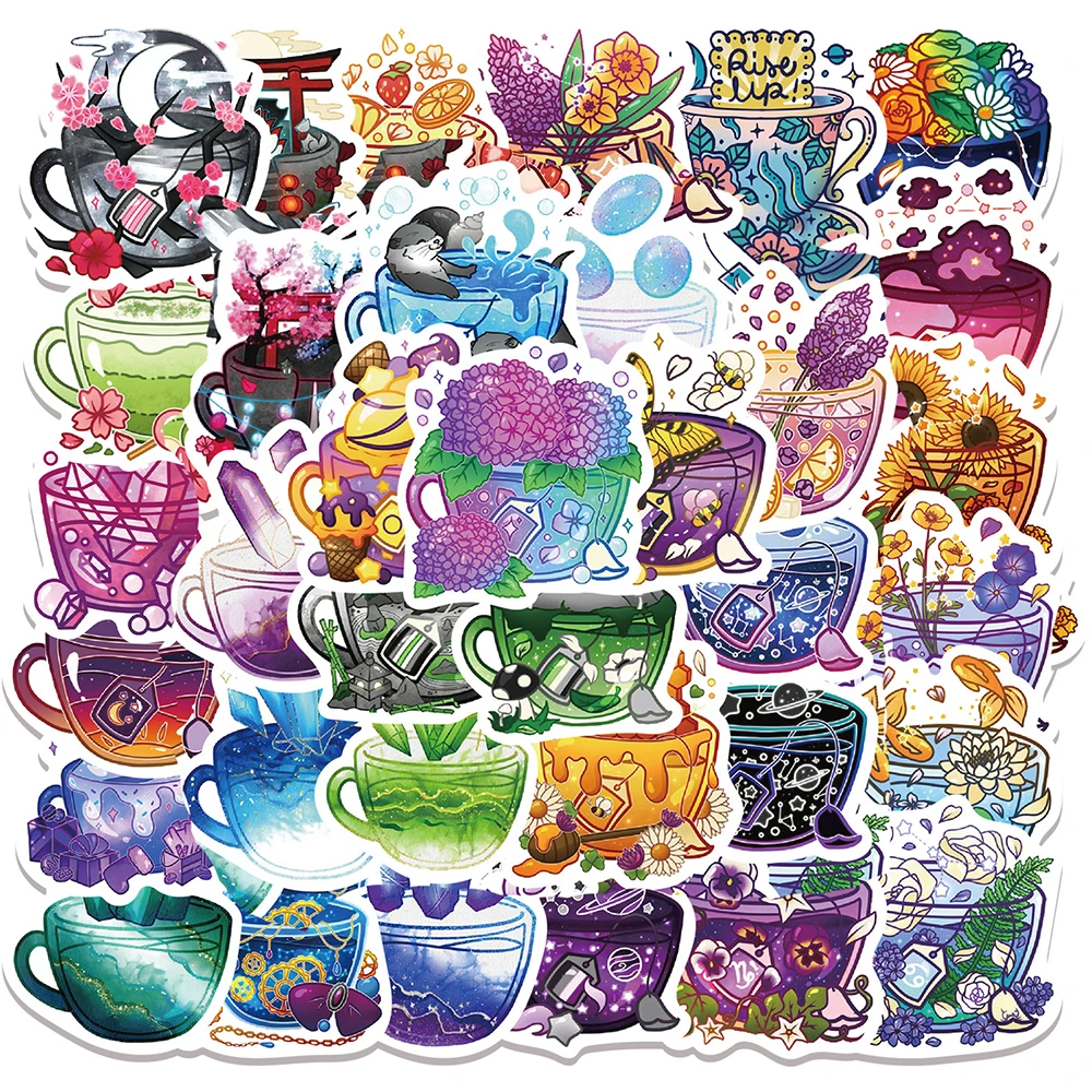 

10/49Pcs Cartoon Cute Magic Flower Drink Varied Stickers Pack for Kids Travel Luggage Laptop Helmet Decoration Graffiti Decals