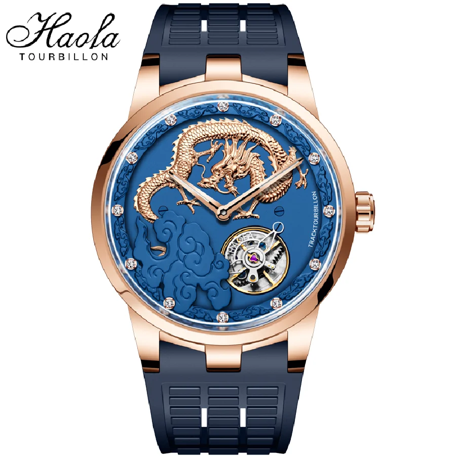 

Haofa Luxury Spiral Carrousel Mechanical Movement Watch For Men Sapphire Roating Karrusel Mens Watch Luxury Waterproof Watch