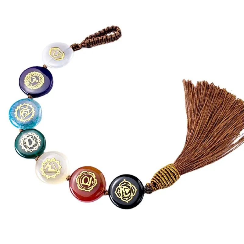 

7 Chakra Hanging Ornament Reiki Healing Energy Balance Meditation Amulet Car Home Decor Natural Crystal Tassel Pendant FengShui