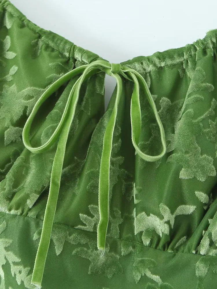 Новинка 2024 французское ретро платье из зеленого бархата в китайском ретро-стиле