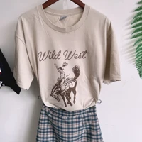 wild west wonders graphic tee vintage funny grunge summer fashion casual aesthetic women t shirt tops