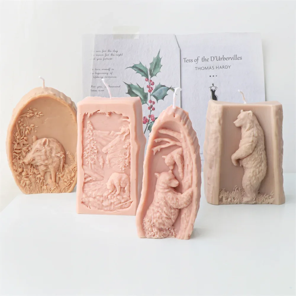 Силиконовая форма для свечей в скандинавском стиле с лесными животными дикий