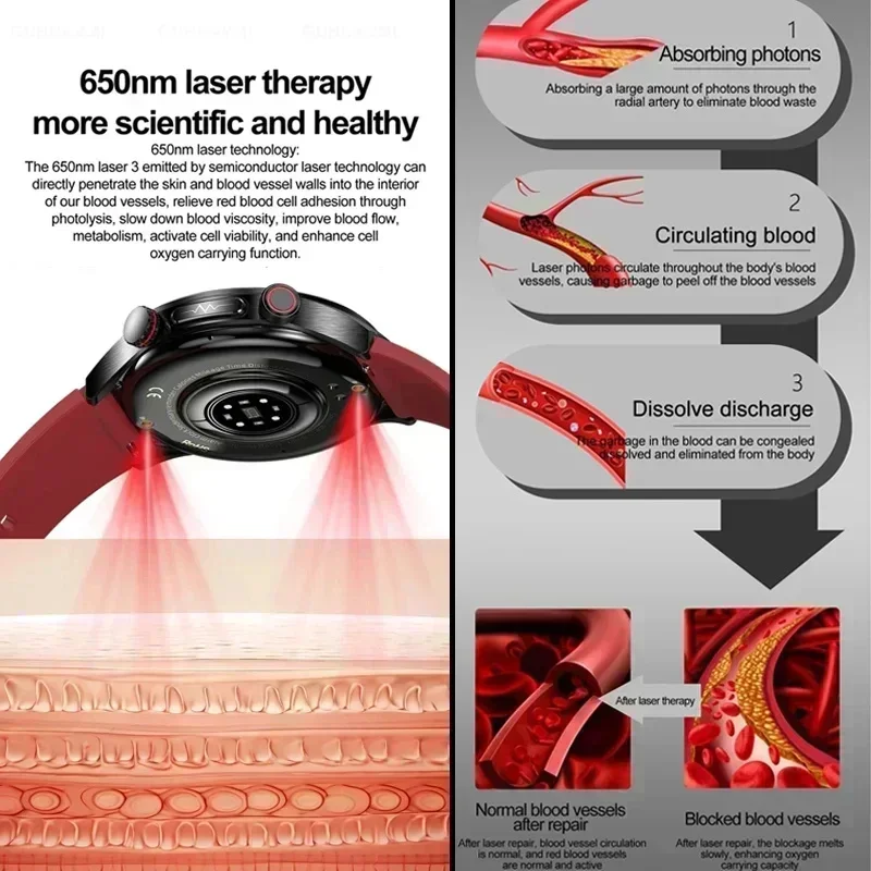 Смарт-часы мужские с тремя измерениями пульса уровня сахара в крови и мочевой