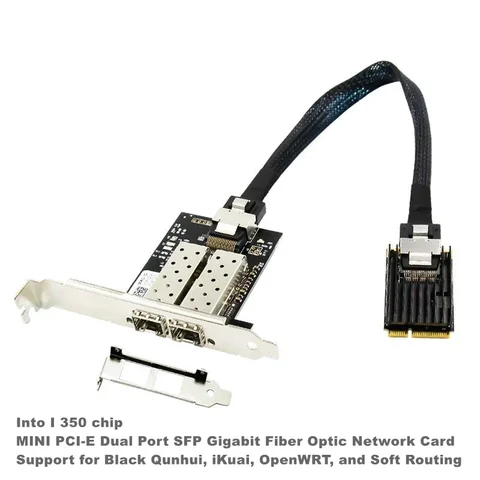 КАРТА локальной сети MINI PCIE 2 ПОРТ SFP 1000 м Серверный сетевой адаптер Чип INTEL 350AM2 Mpcie Gigabit Ethernet 10/100/1000 Мбит/с