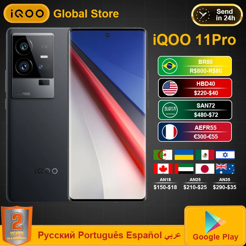 New iQOO 11 PRO Mobile Phone Snapdragon 8Gen2 144HZ 2K E6 AMOLED 200W Super Charge 50MP VCS IMX866 Camera NFC Smartphone