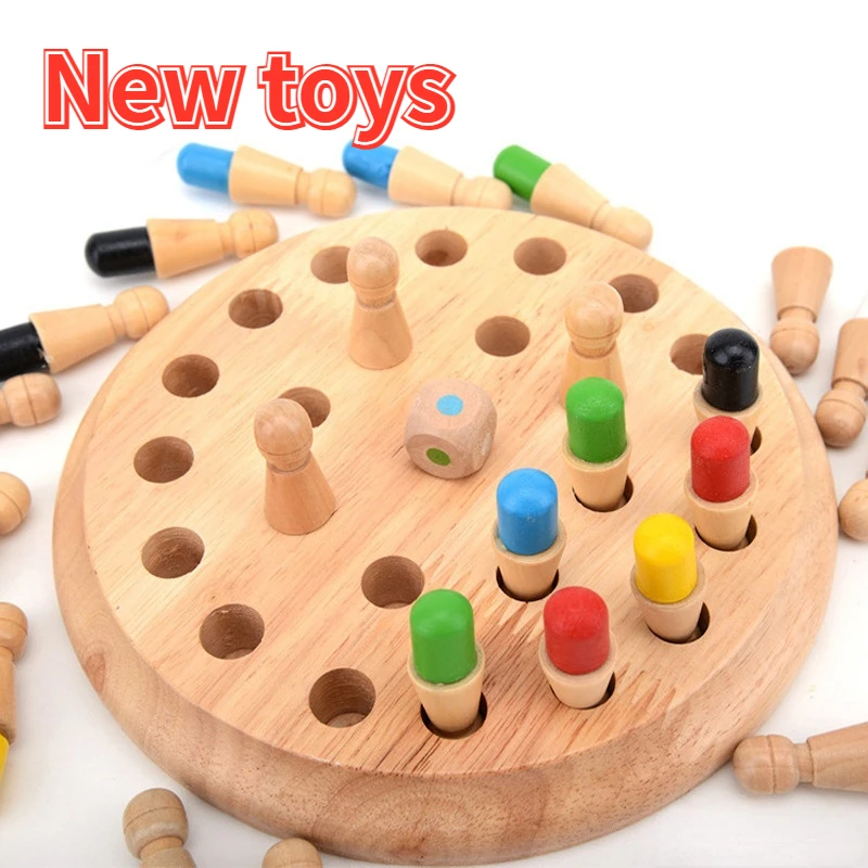 

Toys 2022 New Memory Match Stick Wooden Chess Checkers Board Game Family Party Game Puzzle Educational Toys for Children Kids