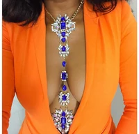 boho rhinestone body chain body chains crystal summer necklace shiny chest chain jewelry accessories for women and girls