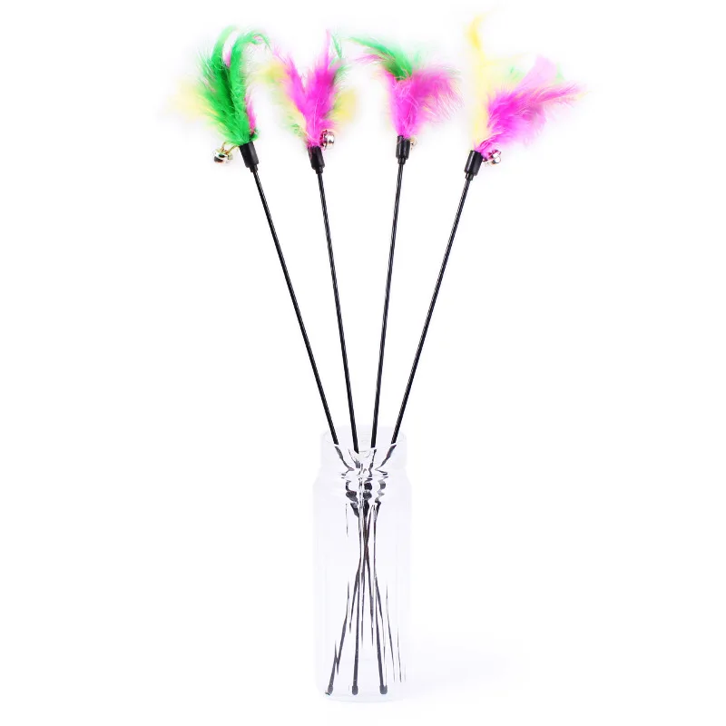 

5 шт., забавные игрушечные котята с колокольчиком и перьями