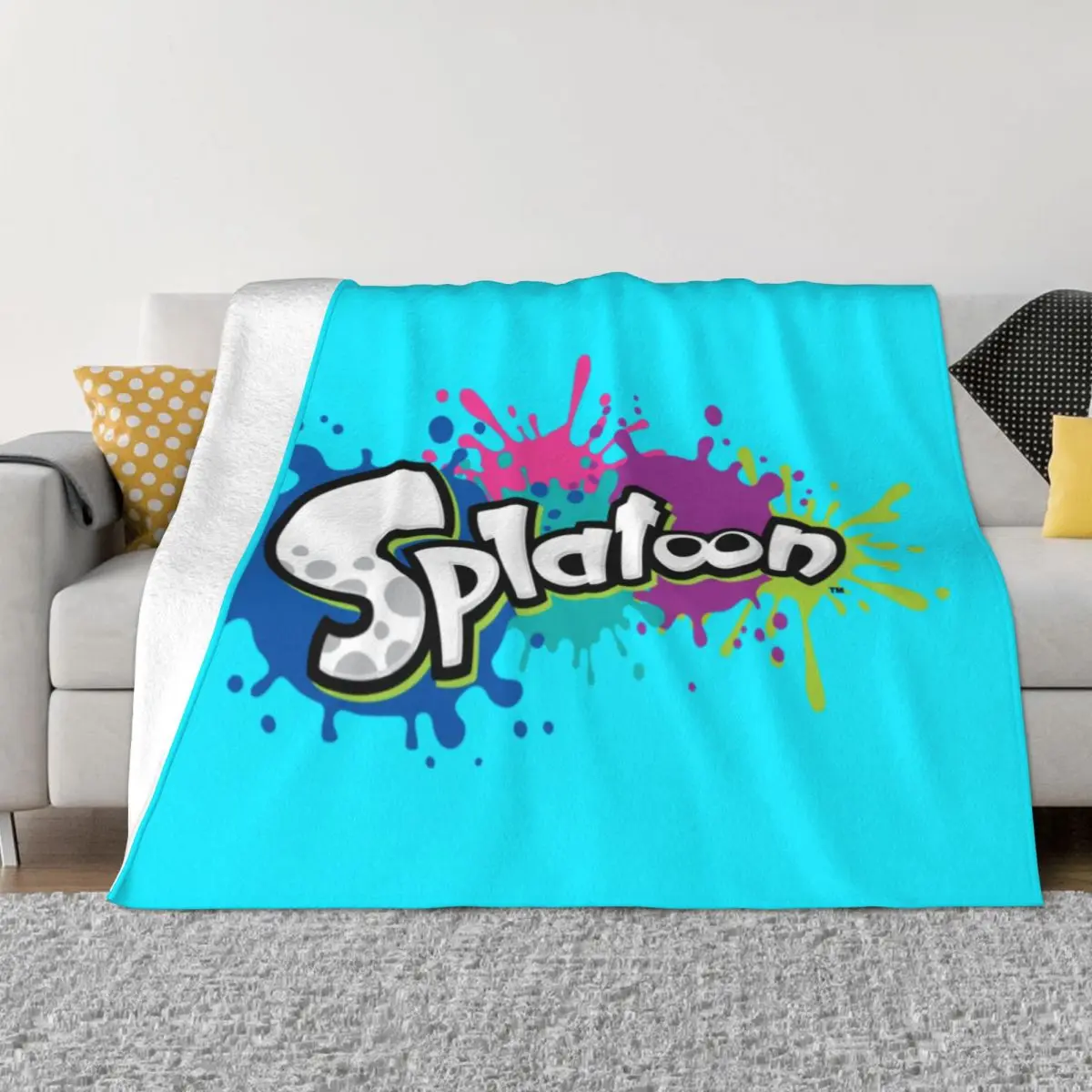 

Splatoon Comforter On Bed Soft Blanket Baby Blanket Cartoon Art Cute Kids Bedroom Decor Blanket Anti-pilling Non-stick Durable